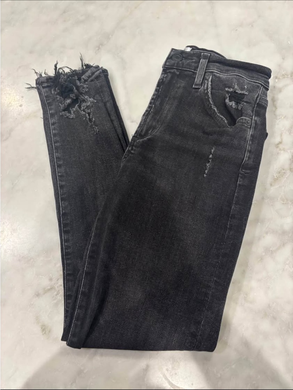 Agolde Black Distressed High-Rise Skinny Jeans